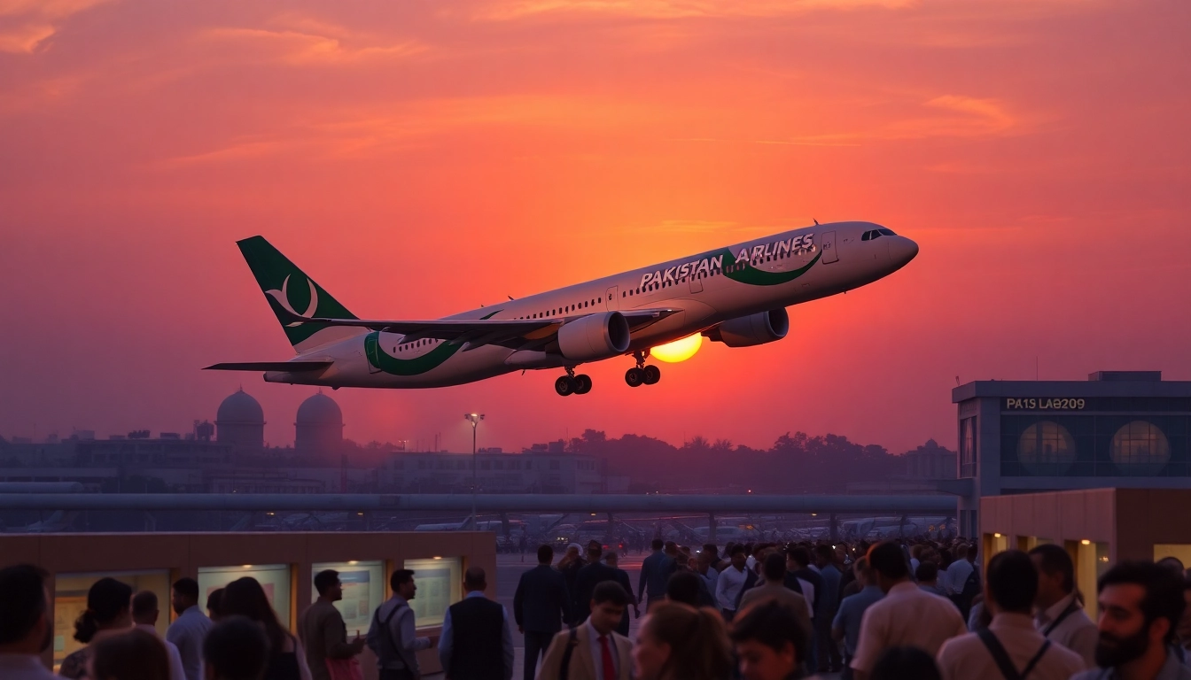 Capture the excitement of passengers boarding PK789, a Pakistan International Airlines flight, at Lahore Airport.