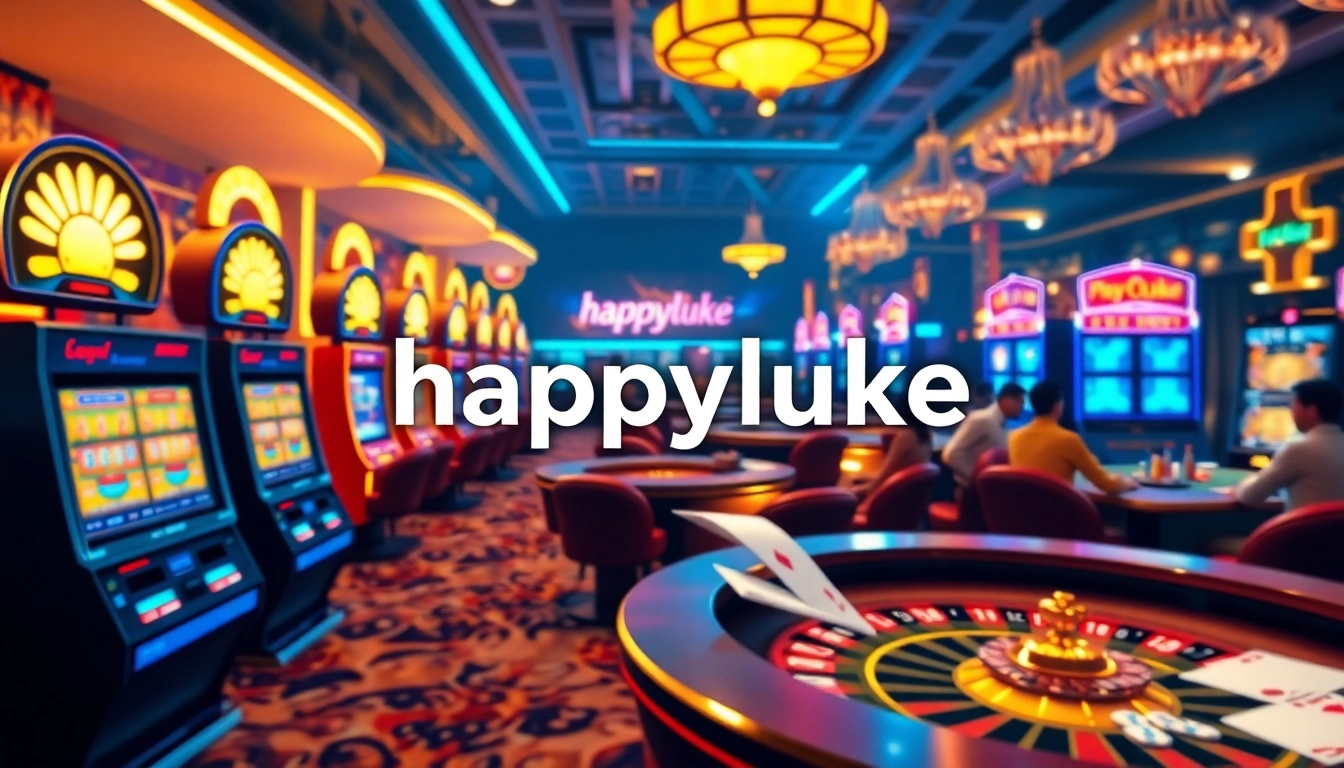 Experience the exciting HappyLuke online casino scene with vibrant games and players engaged in fun.