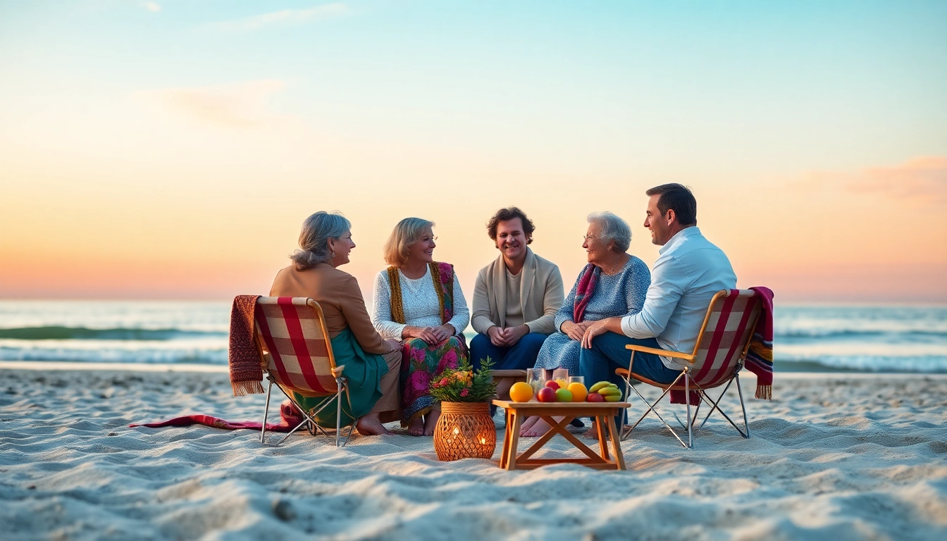 Families enjoying a sunset beach gathering at https://coastalpalliativecare.ca, symbolizing compassion and care.