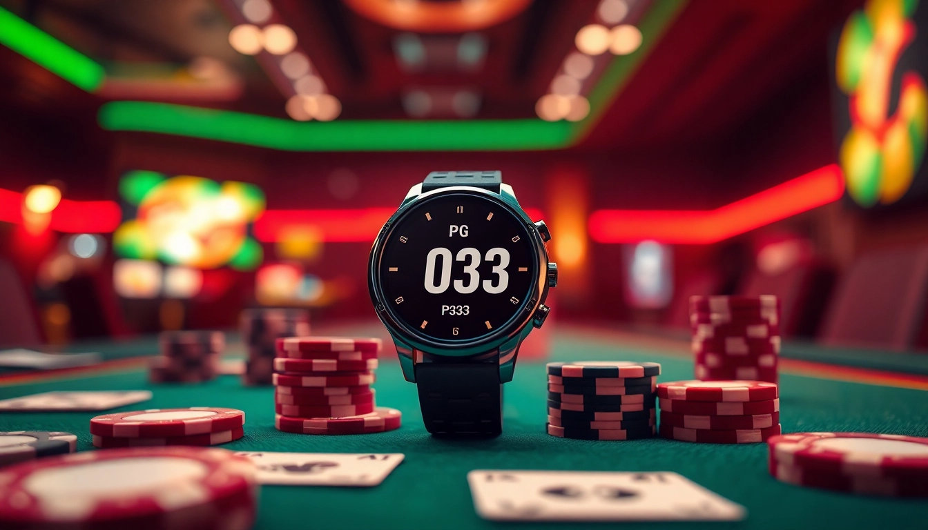 Discover the pg333 Smart Watch’s innovative features amidst a casino backdrop.