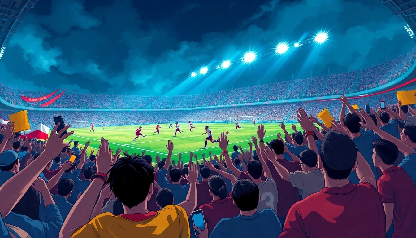 Watch the thrilling atmosphere of 'dự đoán bóng đá đêm nay' as fans fervently cheer their team during an a dramatic football match.