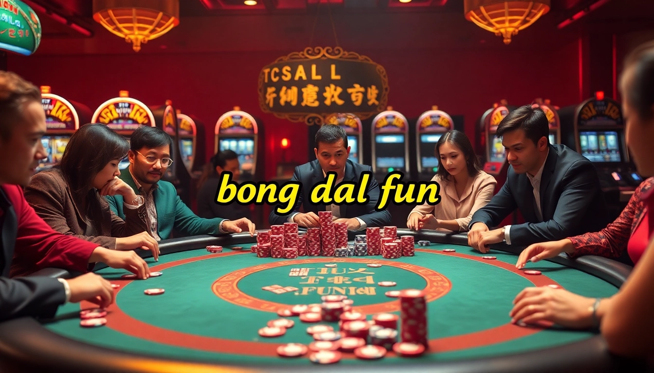 Exciting poker game showcasing the thrill of gambling, highlighting bong da lu fun in a vibrant casino environment.
