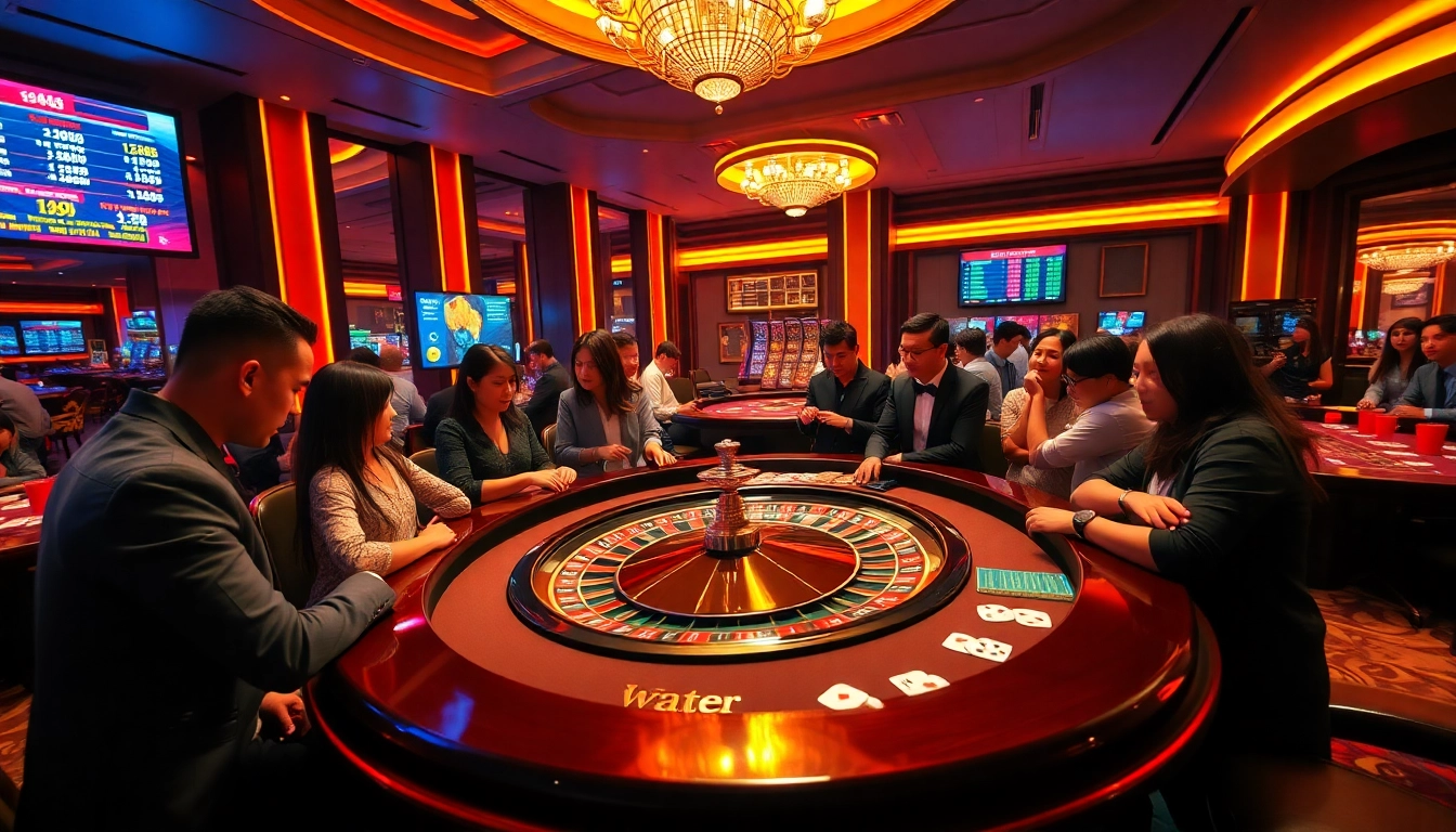 Experience the thrill of gambling with "bong da lu fun" as players engage in an exhilarating roulette game in a lively casino atmosphere.