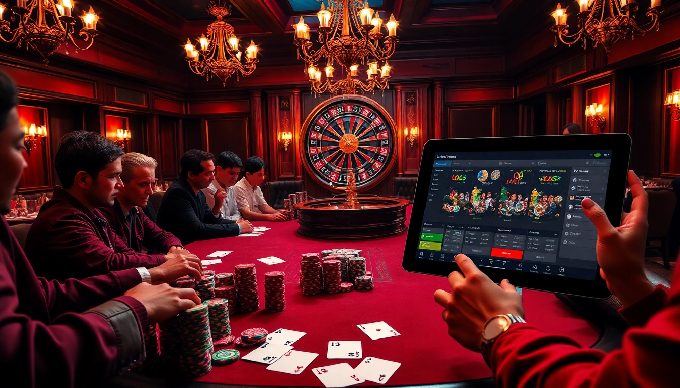 Experience the energy of a top casino setting featuring nhà cái uy tín nhất with vibrant poker gameplay and spinning roulette.
