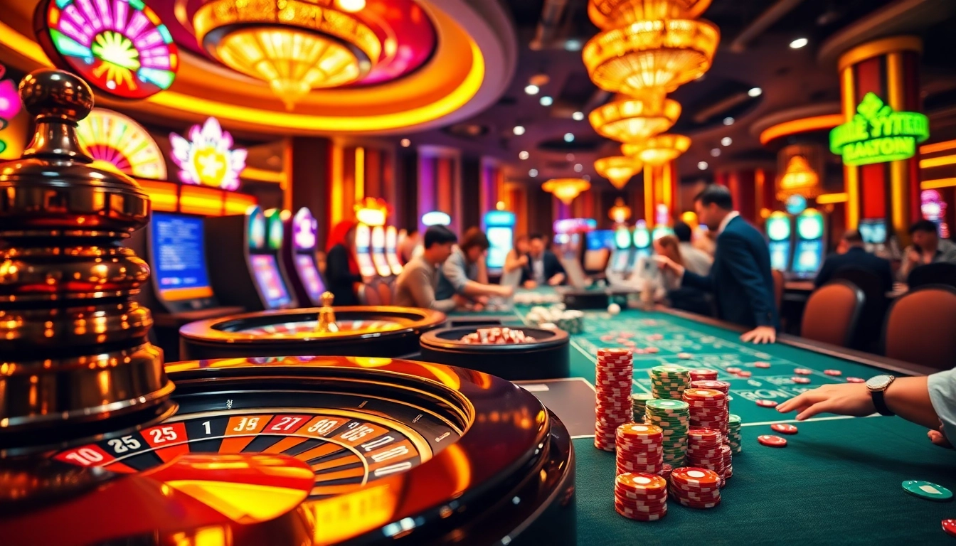 Experience the excitement of bong da lu fun with players enjoying casino games like poker and roulette.