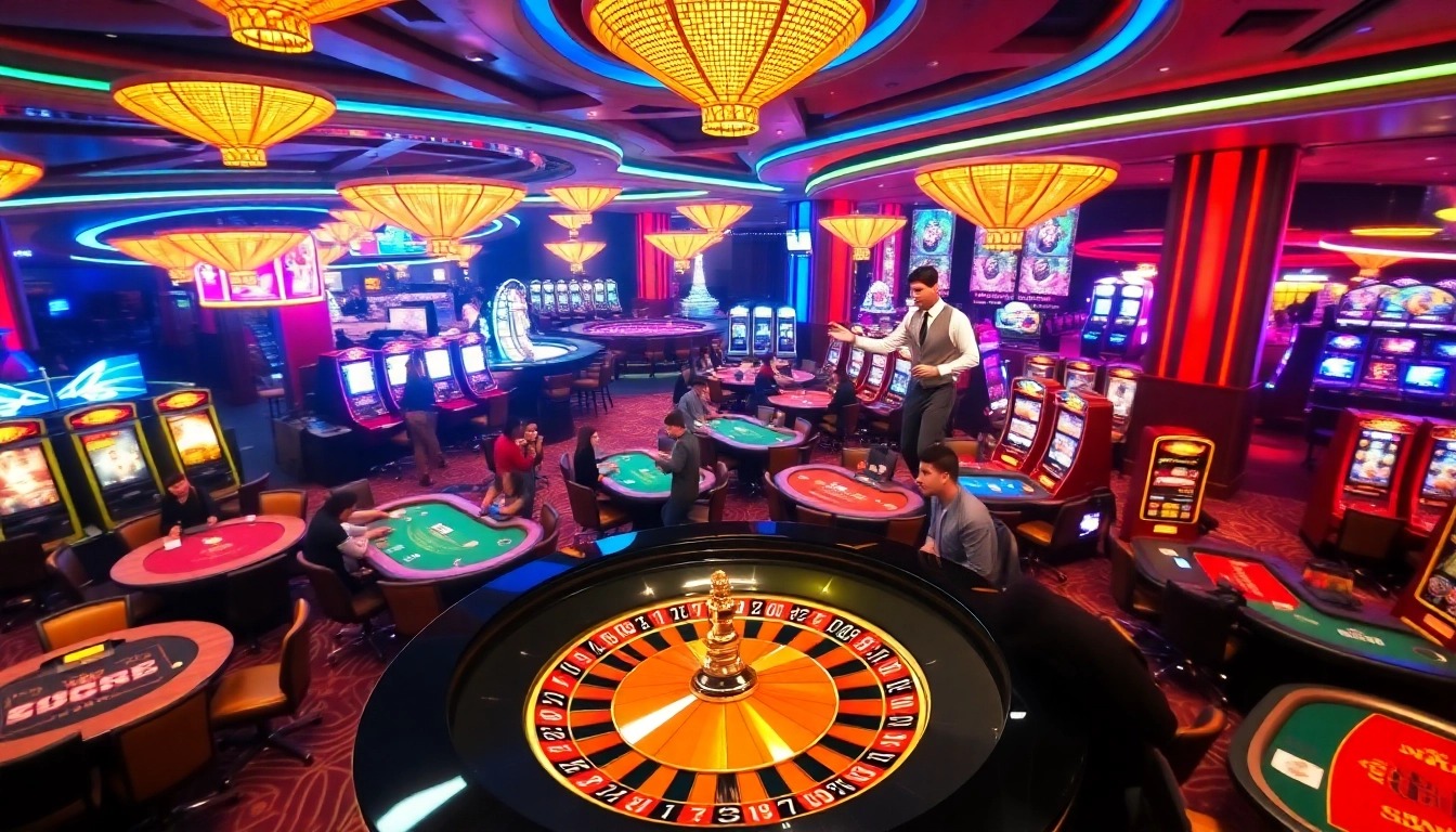 Exciting gameplay at NHÀ CÁI U888 casino features vibrant roulette and poker tables.