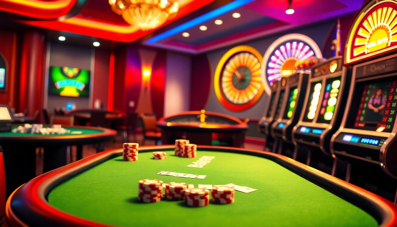 Enter the thrilling world of kubet đăng nhập at a bustling casino with poker tables and flashy slot machines.