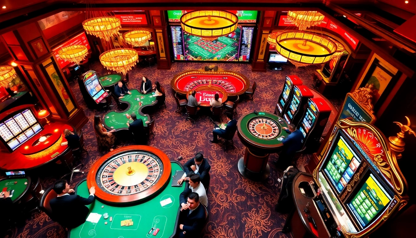 Experience thrilling games at cổng 68 game bài with exciting casino tables and vibrant players.