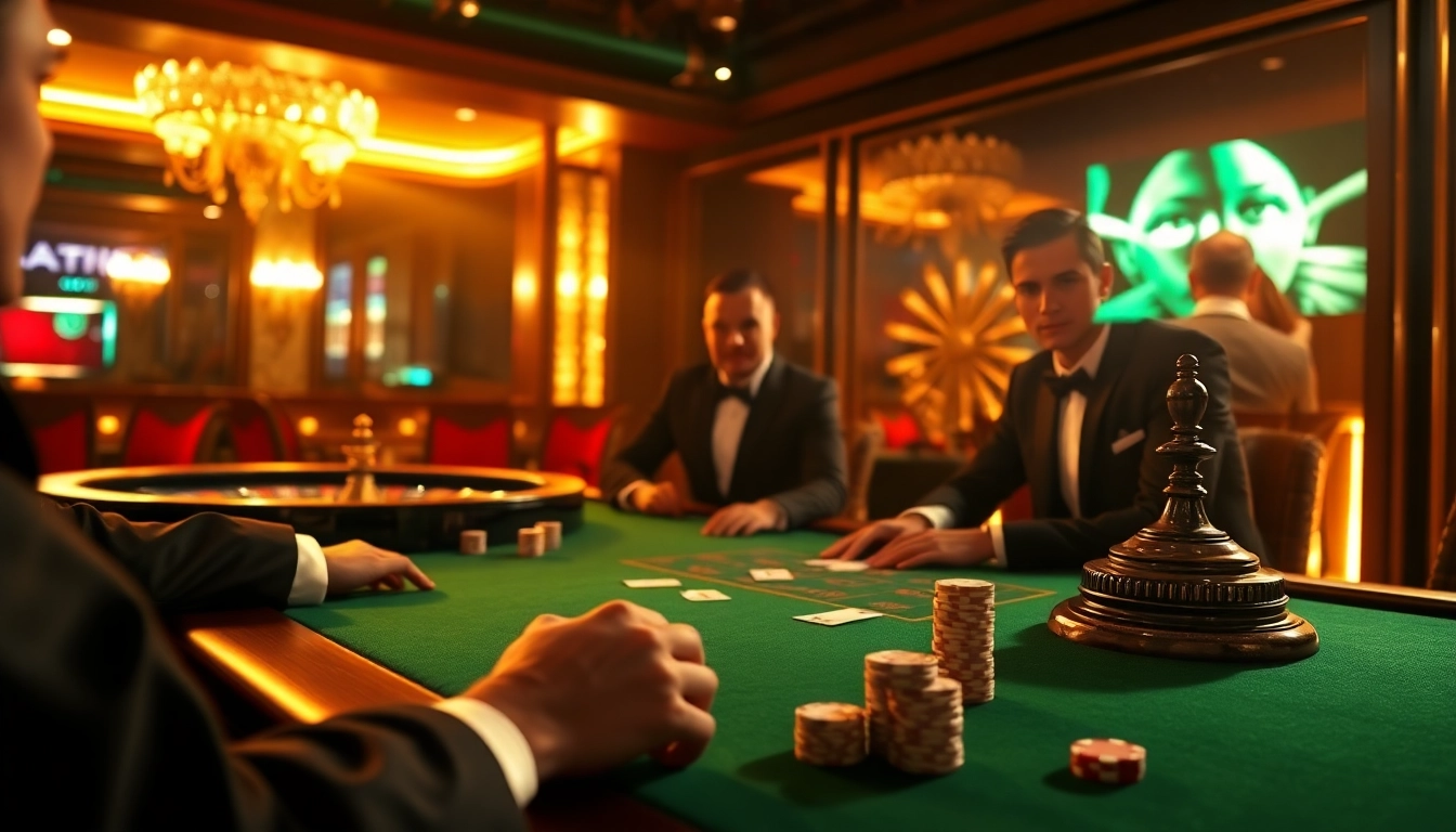Experience the excitement of sexy ai chat at a lavish poker table in this vibrant casino scene.